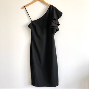 NWT Calvin Klein One Shoulder Ruffle Sleeve Dress